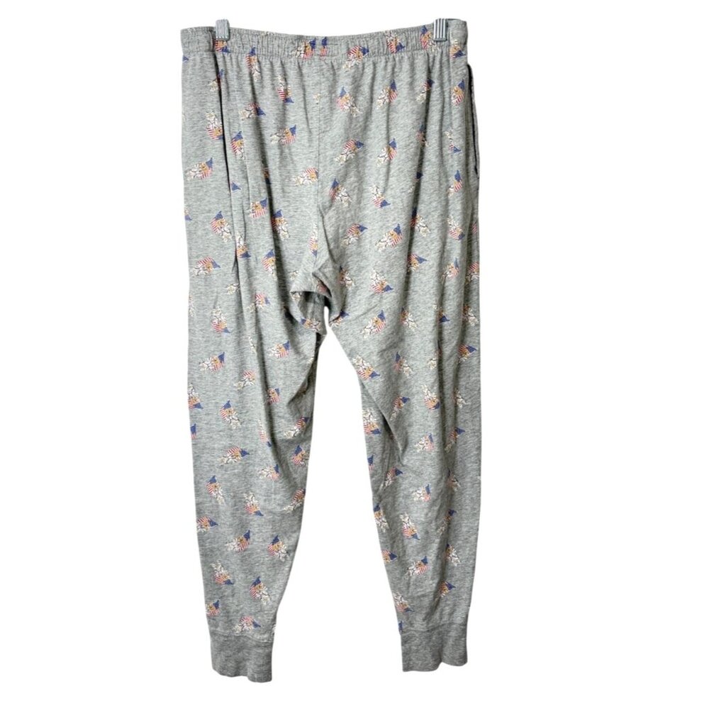 Polo Ralph Lauren Size L Sleepwear Pajama Pants Joggers Grey Bear Flag Print - Picture 2 of 8